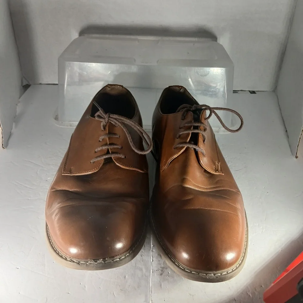 Nautica Harbor Derby Shoes 10.5 Brown Cognac Lace Up Dress Business Casual
